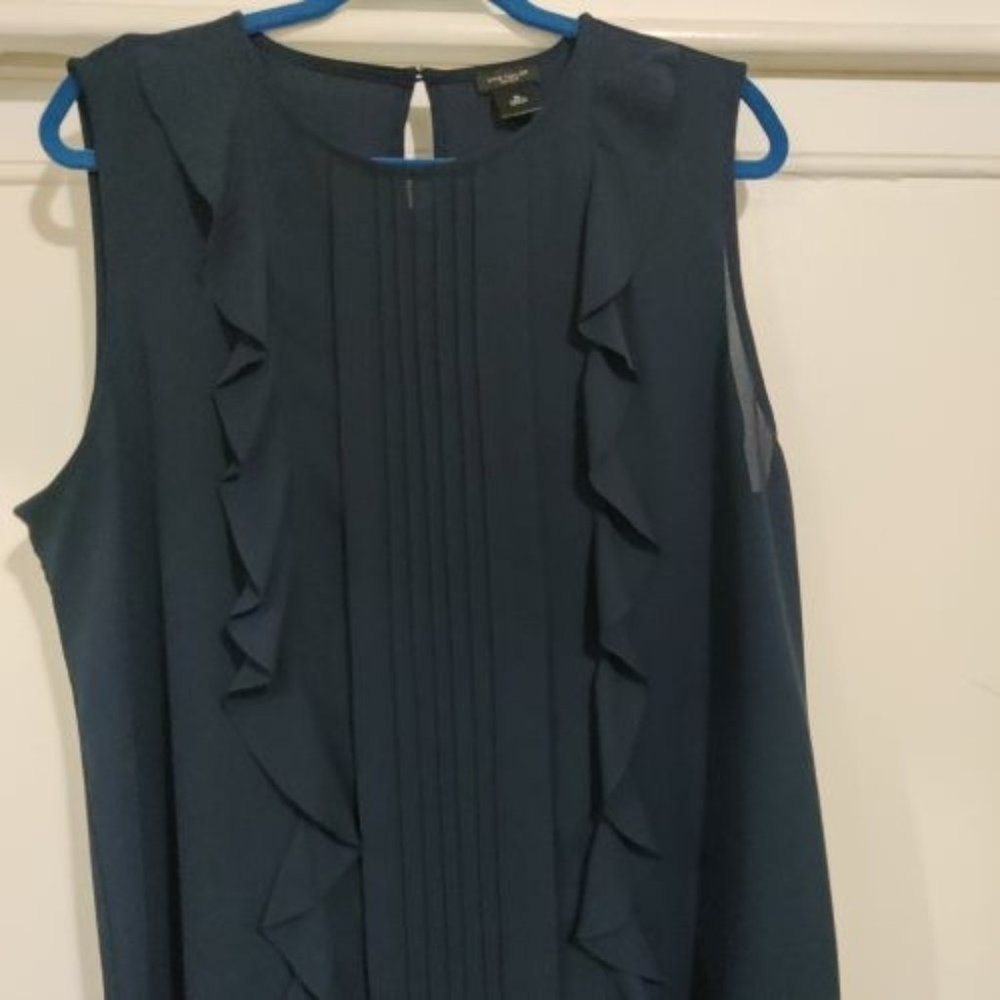 EUC Ann Taylor Factory Blouse (Navy Blue; Size XL)